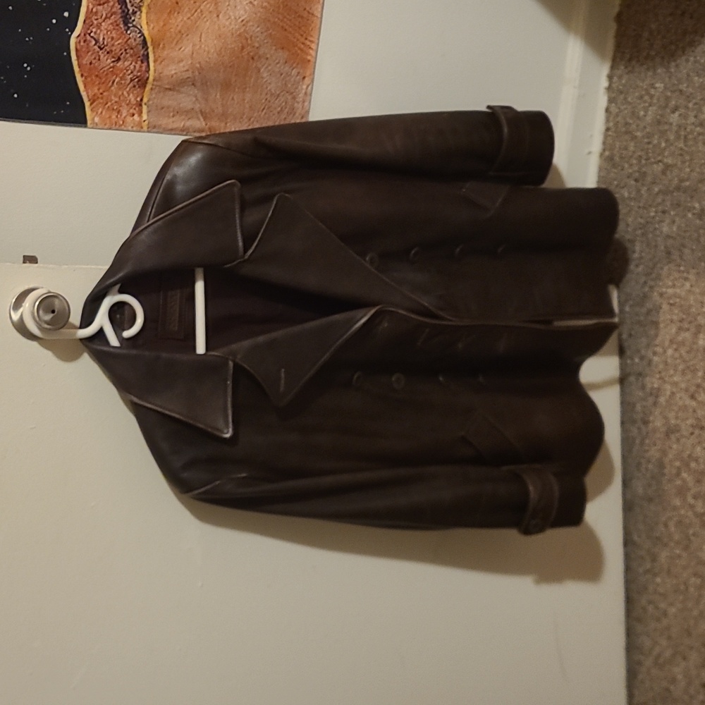 Reza Duro Vintage Leather Overcoat Woman's Large